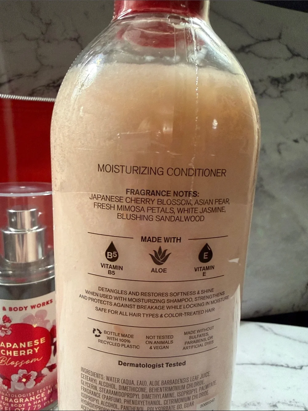 BBW Japanese Cherry Blossom Conditioner - Body Mist - Lancome Cosmetics Bag Set